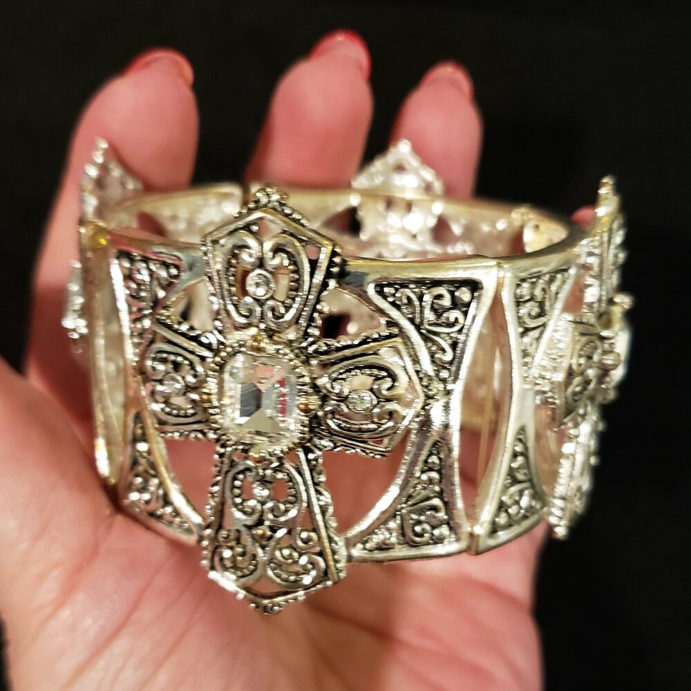 Unique Silver Accent Cross Bracelet